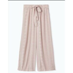 Patterned Beige Wide-Leg Pants